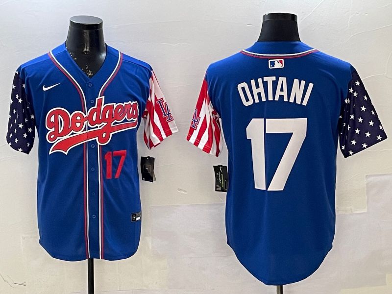 Men Los Angeles Dodgers 17 Ohtani Blue a generation of national flags Joint name 2025 Nike MLB Jersey style 8